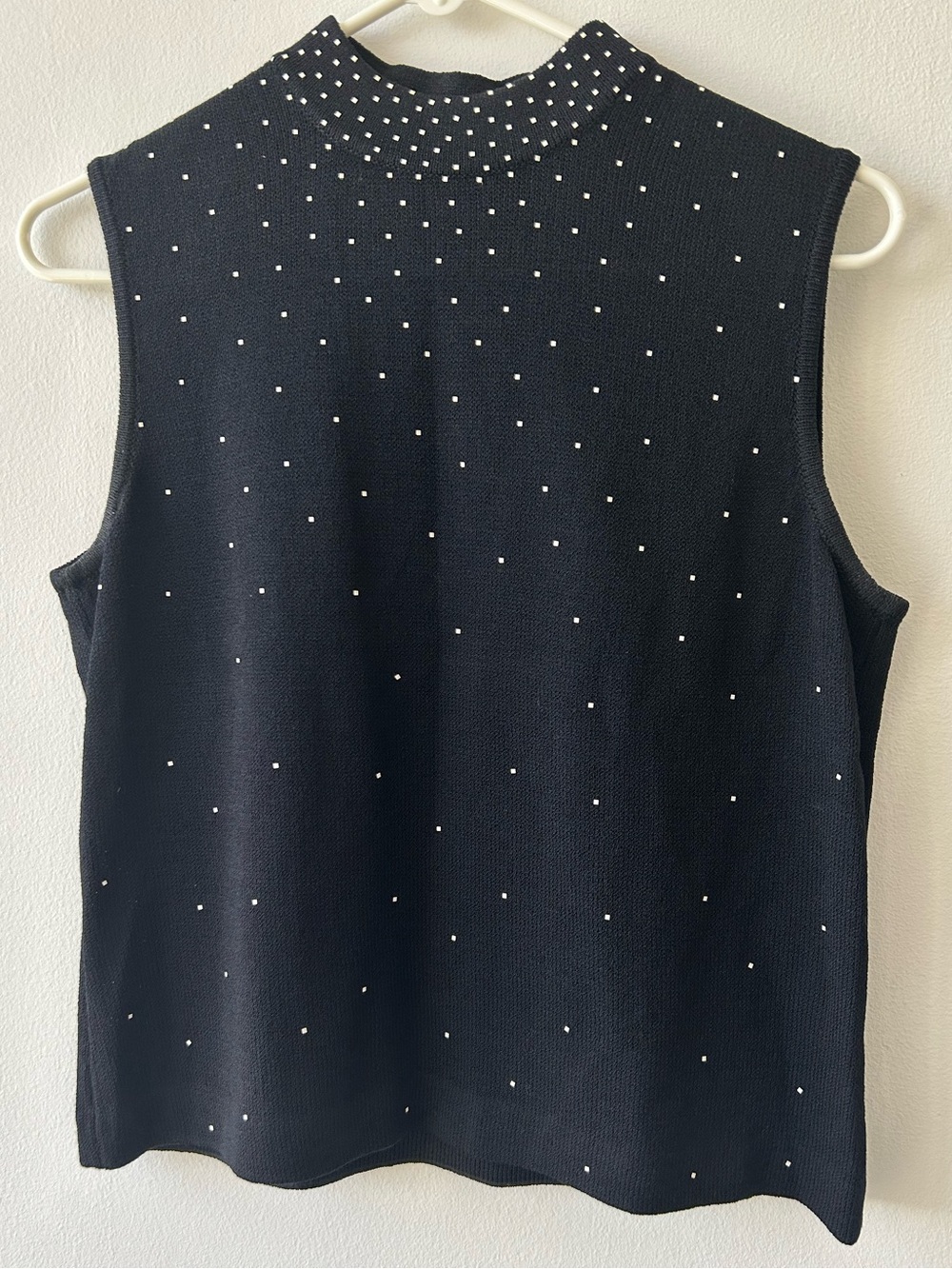 St. John Sleeveless Knit Tank with Scattered Stud Silver Tone